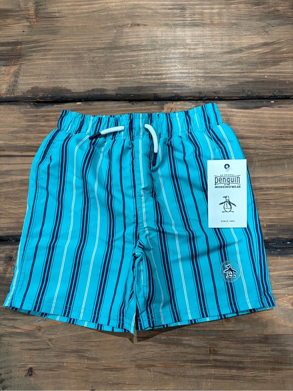 Original Penguin Turquoise and Navy Striped Hybrid Shorts
